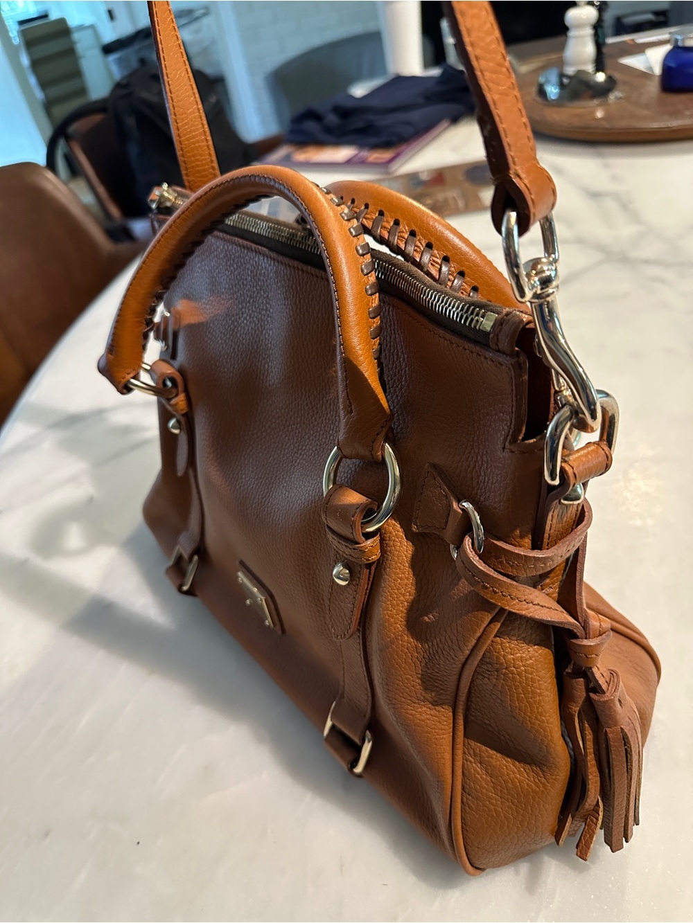 Dooney & Bourke AWL British Tan Leather Satchel - Picture 2 of 12